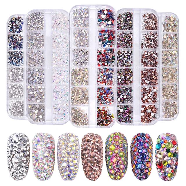 400 pcs 2mm - 6mm Mix Size Coffee Brown Resin Acrylic Round Rhinestone  Flatback Crystal Rhinestones Nail Art Decoration N18 - AliExpress