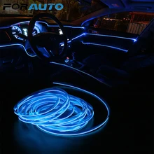 FORAUTO 5m EL Wire гибкий неоновый светильник с полосками, автомобильный Стайлинг, украшение интерьера, автомобильный 12V светодиодный холодный светильник s, декоративная лампа, автомобильные лампы