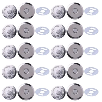 

10 Sets Metal Magnetic Snap Clasps 14mm 16mm For Sewing Purse Handbag Bag Craft