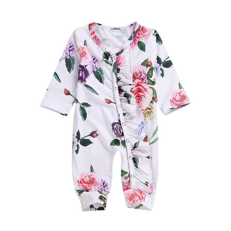 

Autumn Infant Baby Girls Long Sleeve Milk Silk Romper Kids Casual Sweet Comfortable Flower Printing High Quality Rompers