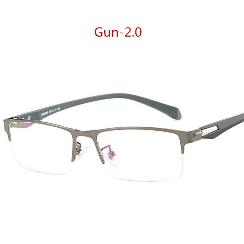 NYWOOH готовой близорукость очки Для мужчин с плоскими стеклами и половинной рамкой Бизнес Металл двойной близоруким очки-1,0 1,5 2 2,5 3 3,5 4,0 до 6,0 - Цвет оправы: GUN-200