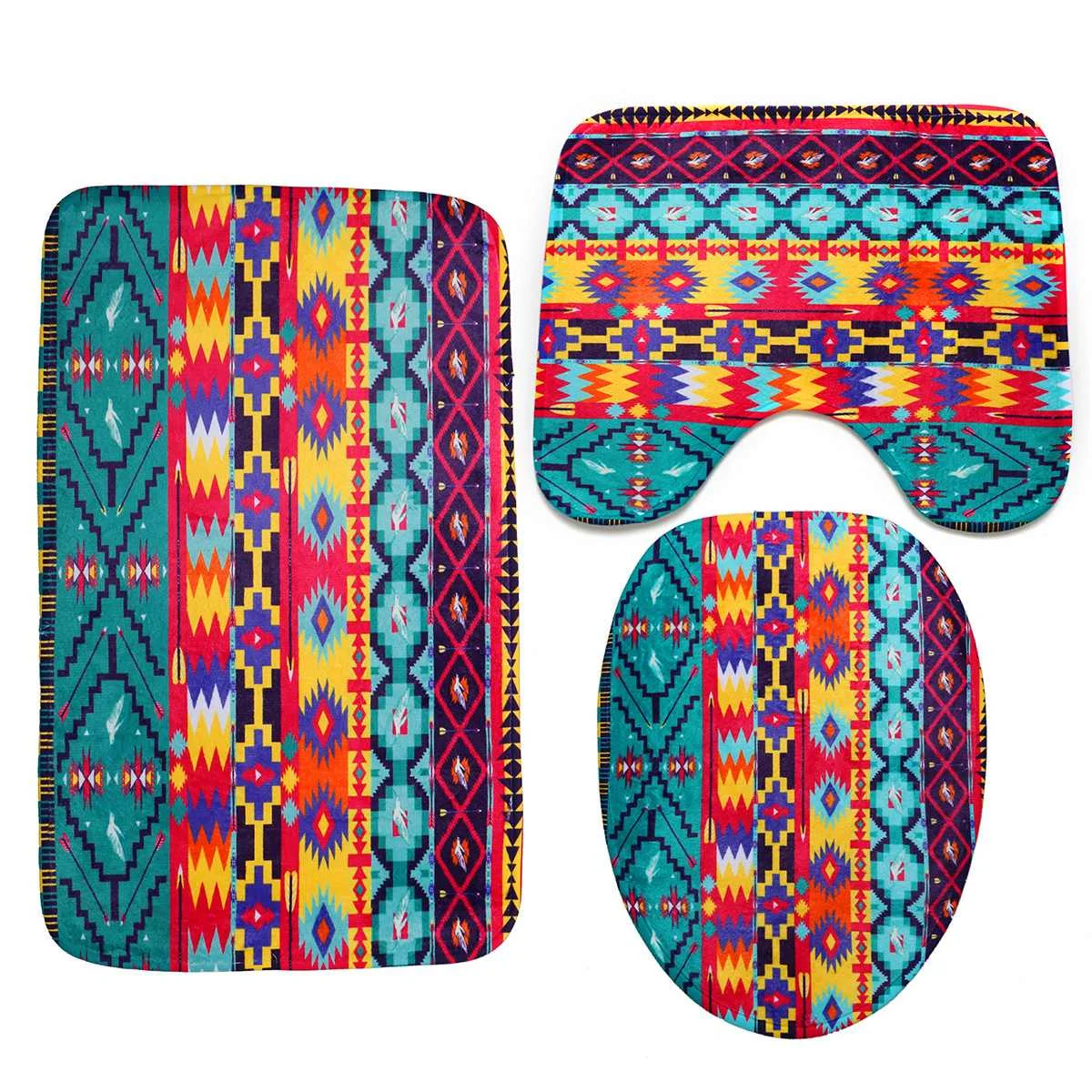 Pattern 3 1/3/4 шт./компл. в богемном стиле Стиль печати Душ Шторы Водонепроницаемый Шторы коврик для крышки унитаза нескользящий коврик набор для Ванная комната душа - Цвет: Pattern 3