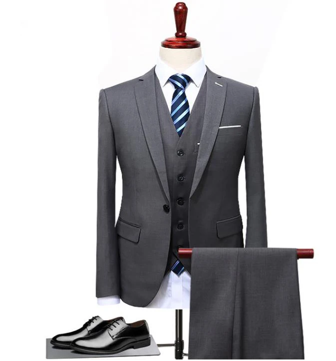 Giacca+ Pantaloni+ Maglia) 3 Pezzi Vestito Da Uomo, зауженный крой, Usura, деловой мужской костюм, Da Sposa Mariage Homme M-4XL - Цвет: same photo color3