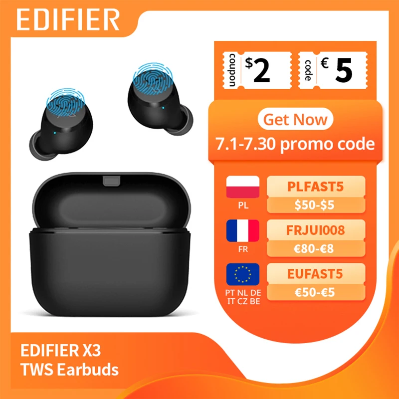 NEW EDIFIER X3 TWS Wireless Bluetooth Earphone bluetooth 5.0 voice assistant touch control up to 24hrs playback |