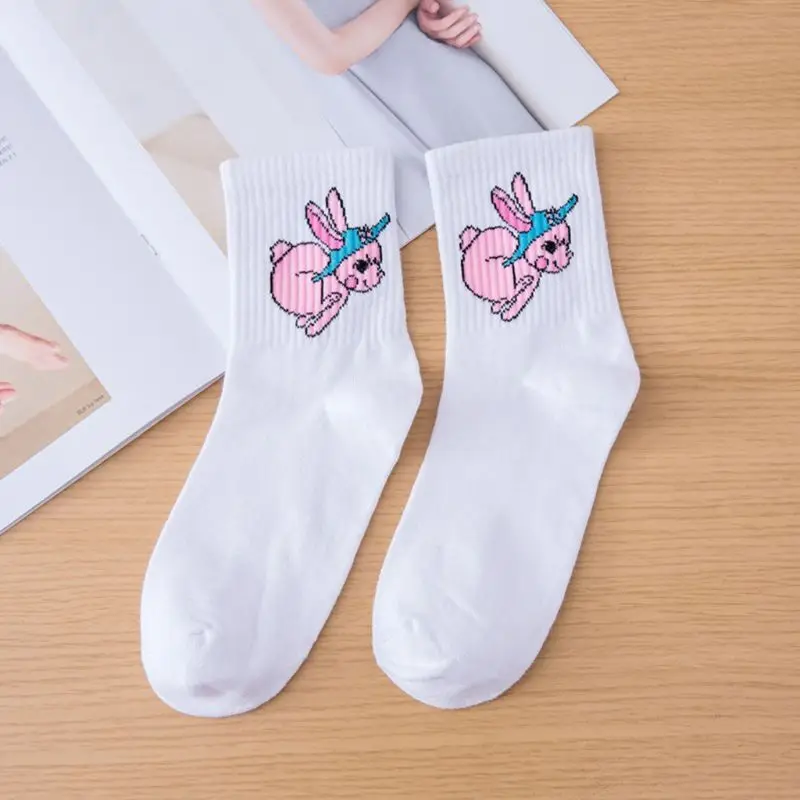 5 пар, женские хлопковые носки в стиле Харадзюку С мультяшными животными, унисекс, хипстерские спортивные Чулочные изделия 95AB