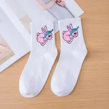 5 пар, женские хлопковые носки в стиле Харадзюку С мультяшными животными, унисекс, хипстерские спортивные Чулочные изделия 95AB