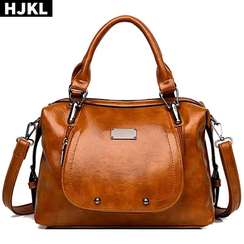 

HJKL ladies handbags Designer Schoudertassen Crossbody Tas Hoge Kwaliteit Olie up Lederen Dames Tas Merk Voor Tote 2019 purses