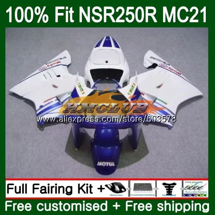 No. 1 Литья под давлением для HONDA NSR250R MC21 PGM3 1990 1991 1992 1993 101CL. 37 СМП 250 R NSR250 RR СМП 250R 90 91 92 93 обтекатель белого и синего цвета - Цвет: No. 1