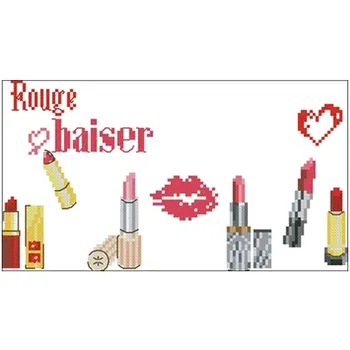 

Fashion woman lipstick patterns Counted Cross Stitch 11CT 14CT 18CT DIY Chinese Cross Stitch Kits Embroidery Needlework Sets