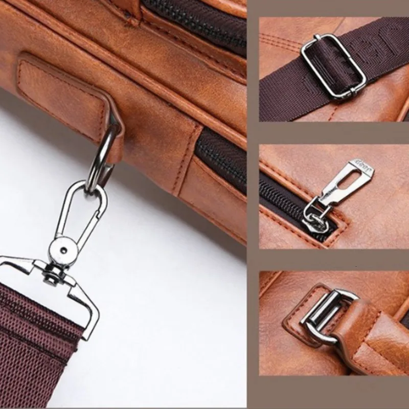  Men Messenger Computer Bag Man 14-inch Leather Laptop Briefcase Handbag Single Shoulder Bolso Bags 