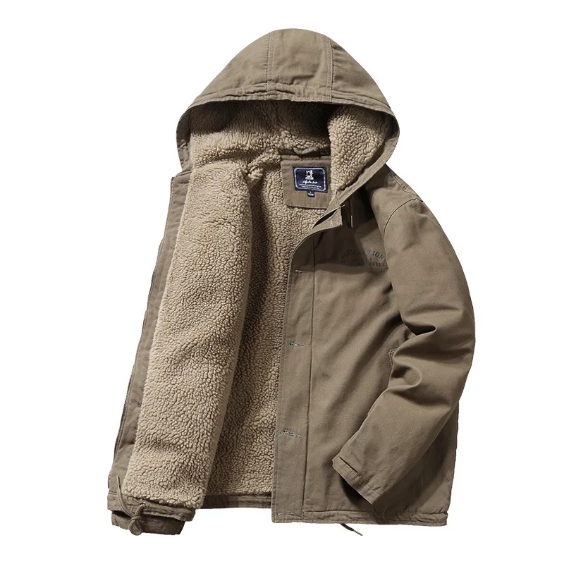 Fall/winter Padded Jacket Tooling Cotton-padded Jacket Men's Corduroy Lapel Pure Cotton Padded Jacket Casual Hooded Men Jacket
