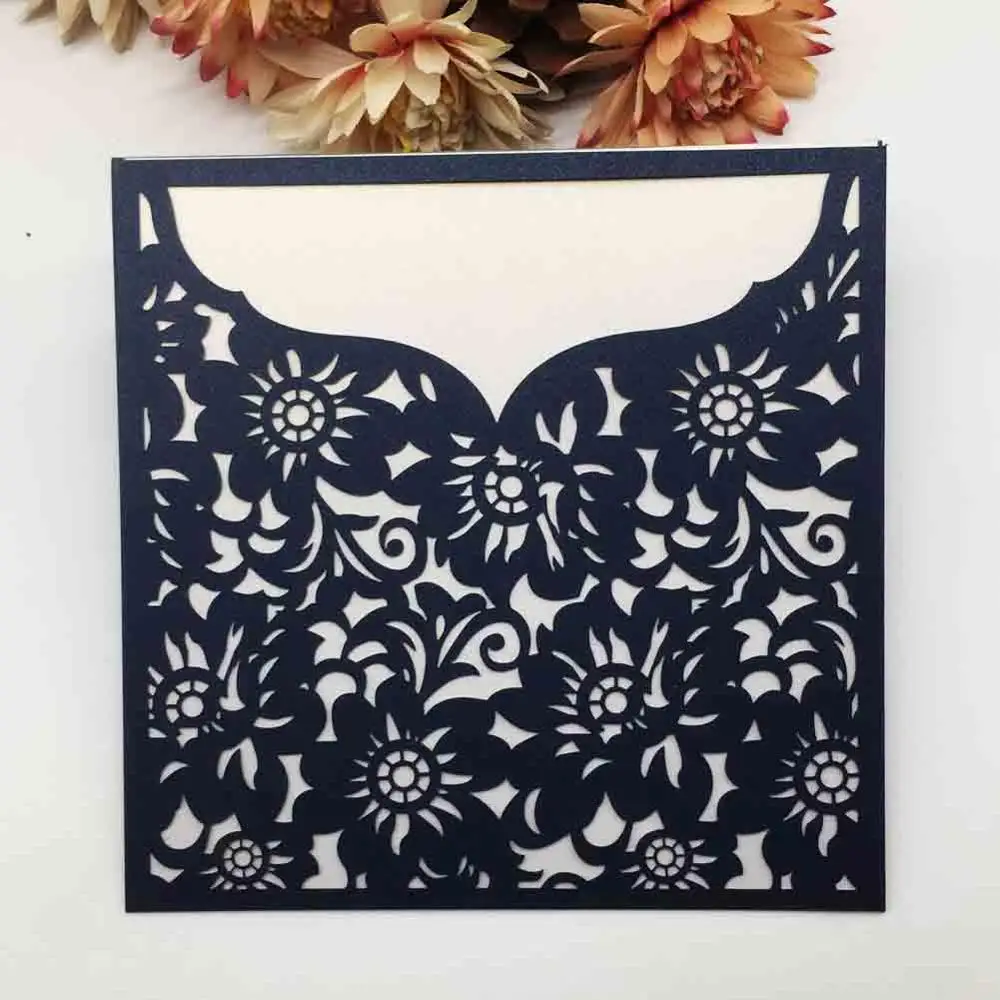 20pcs/lot Flower Exquisite Wedding Invitation Card Luxury Color Design Card Business Engagements Ceremony Invitation Card