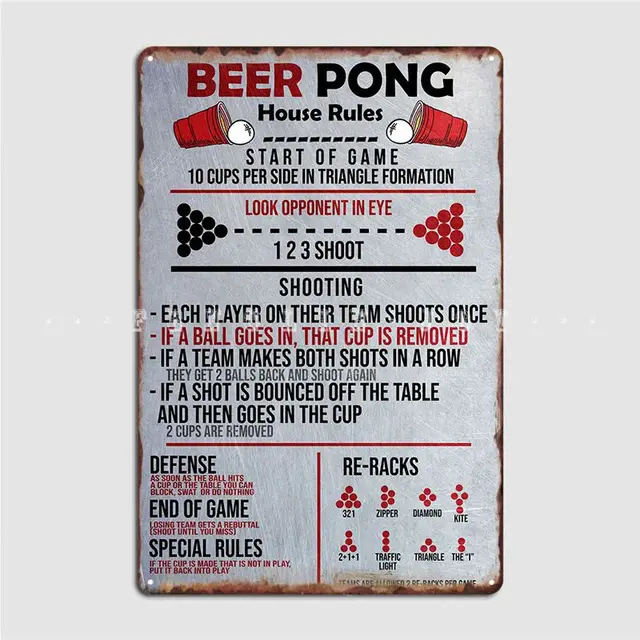Beer Pong Rules Poster Metal Plaque Poster Designing Cinema Kitchen Pub  Garage Tin Sign Poster|Plaques & Signs| - AliExpress