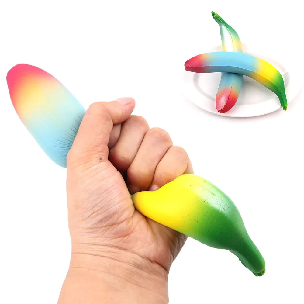 Сжимаемые игрушки игрушка для снятия стресса красочный банан антистресс Ароматические супер медленно поднимающиеся дети сжимаемые игрушки экологически ПУ