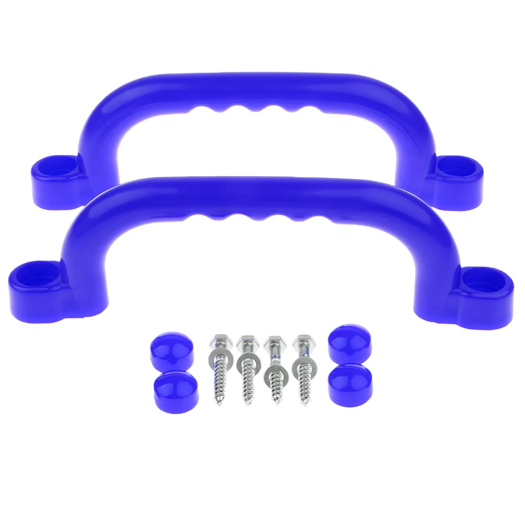 1 Pair Safety Nonslip Handle Mounting Hardware Screw Kits Playset Kids Garden Park Gymnastics Toy Blue