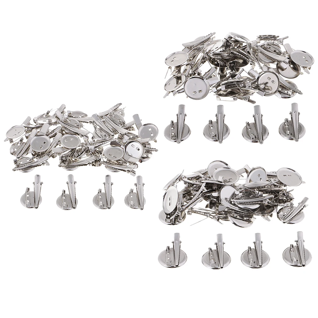 90PCS silver color Brooch Blank Round Tray with Alligator Clip and Pin for Badge, Corsage, Name Tags and Jewelry