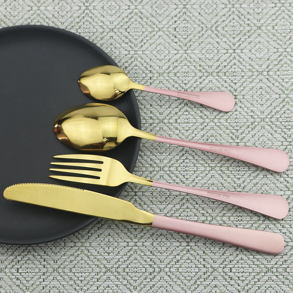 Gold Dinnerware Set Black Fork Knife Spoon Dinner Set 304 Stainless Steel Cutlery Set Colorful Silverware Kitchen Tableware Set