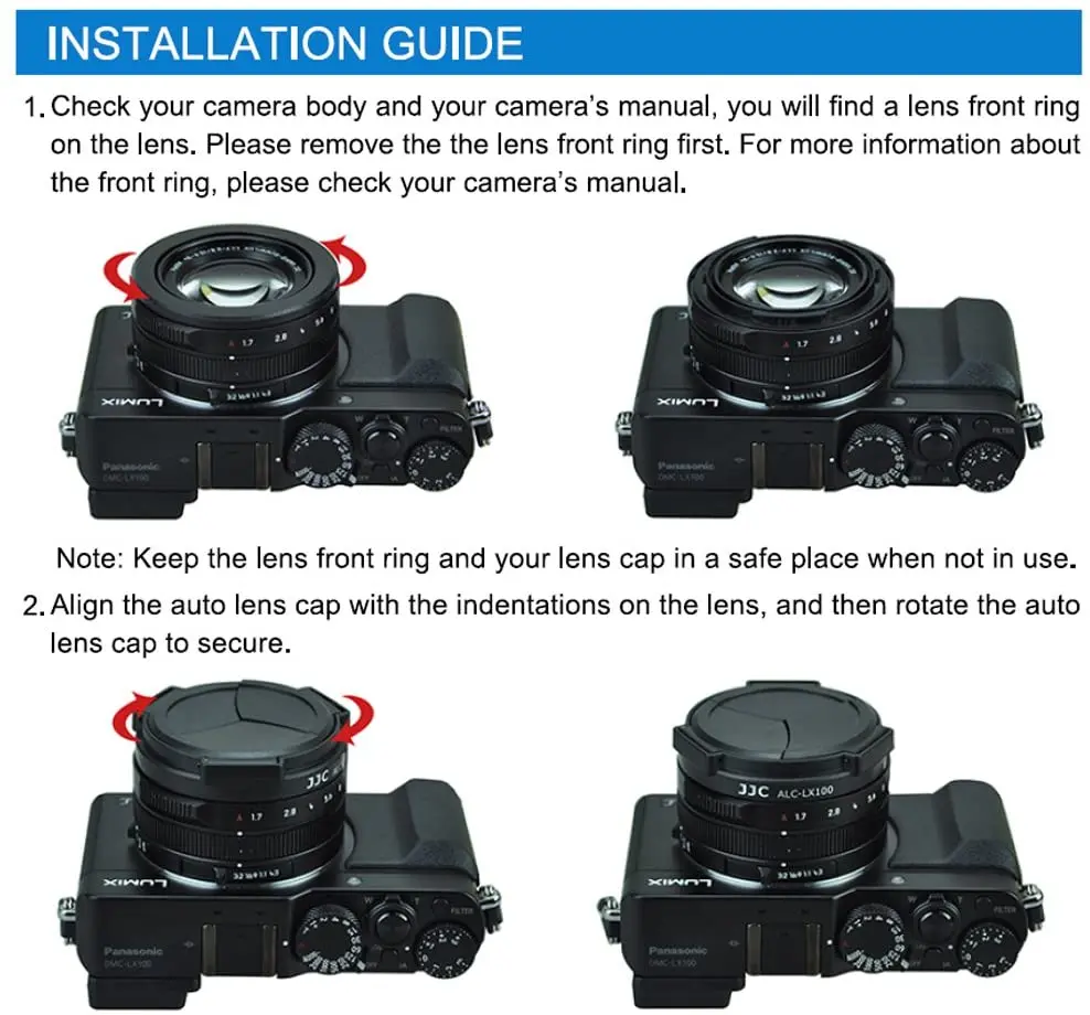 DMW-LFAC1 Auto Lens Cap for Panasonic LUMIX DMC-LX100 DMC-LX100II / DC-LX100M2 LEICA D-LUX (Typ 109) D-LUX 7 Camera Accessories