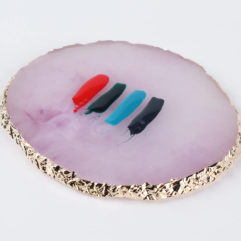 4 Patterns Natural Resin Palette Round Oval Shape Display Plate Nail Art Practice Color Mixer Showing Board Tool TSP-1