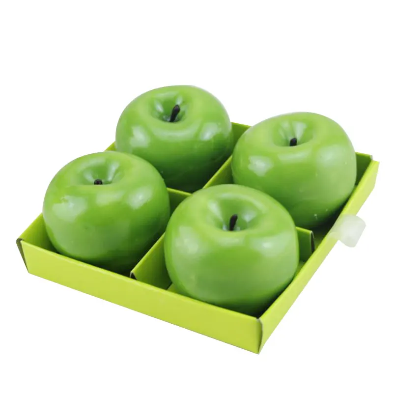 Christmas Creative Fruit Shaped Candles Romantic Green Apple Candle Party Gifts Wedding Gift Home Decor 4PCS - Цвет: 2