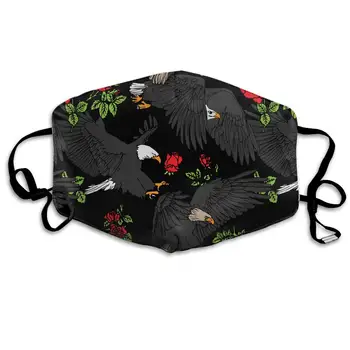 

Eagles And Roses Washable Reusable Mask, Cotton Anti Dust Half Face Mouth Mask For Kids Teens Men Women With Adjustable Ear