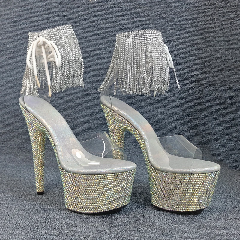 

Leecabe Rhinstone Heels 17cm fancy pole dance sandals lady shoe high heel platform pole dance shoes with diamond
