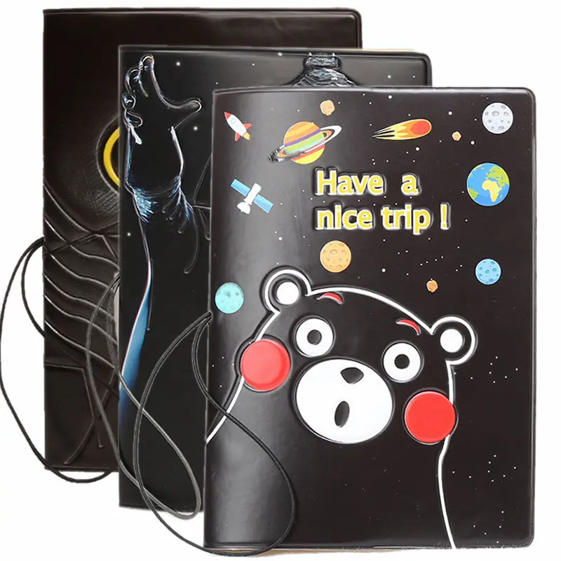 Cartoon Rilakkuma Passport Cover Wallets Travel Accessories Women Men PU Leather ID Address Holder Portable Boarding Card Case