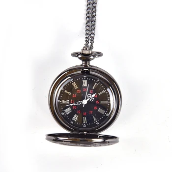 

Roman Antique Style Pocket Watch Men Women Black Hollow Case Quartz Steampunk Vintage Pendant Necklace Gift