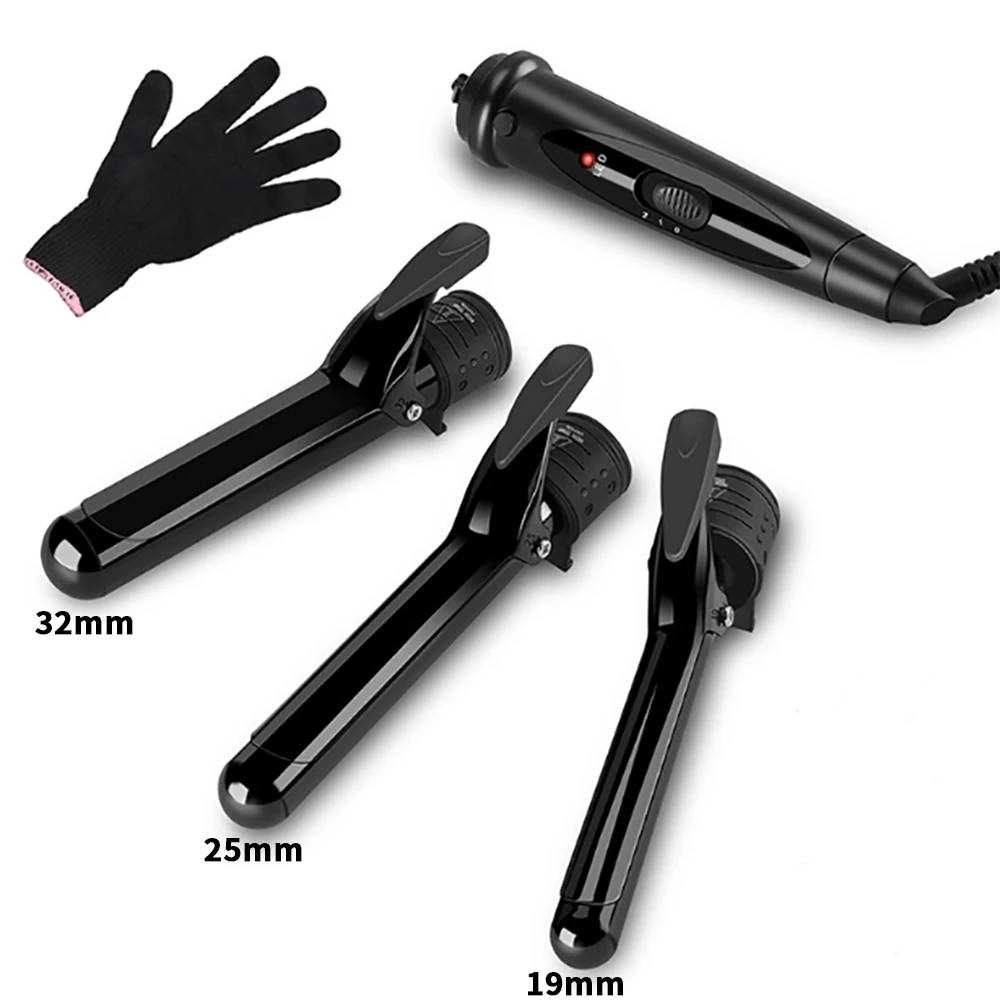 3 In 1 Professional Ceramic Curling Iron Interchangeable Hair Curler waver LED display Curling Wand roller With Resistant Glove