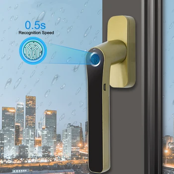 

WAFU Smart Fingerprint Window Lock Zinc Alloy Electronic Fingerprint Handle Lock Keyless Entry Rechargeable Security Home Lever