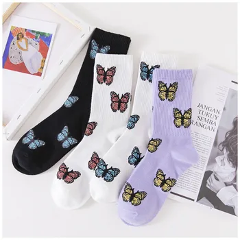 

19 Style New Butterfly Socks Women Harajuku Kawaii Skateboard Short Socks Men Cotton Printed Happy Socks Popsocket Dropshipping