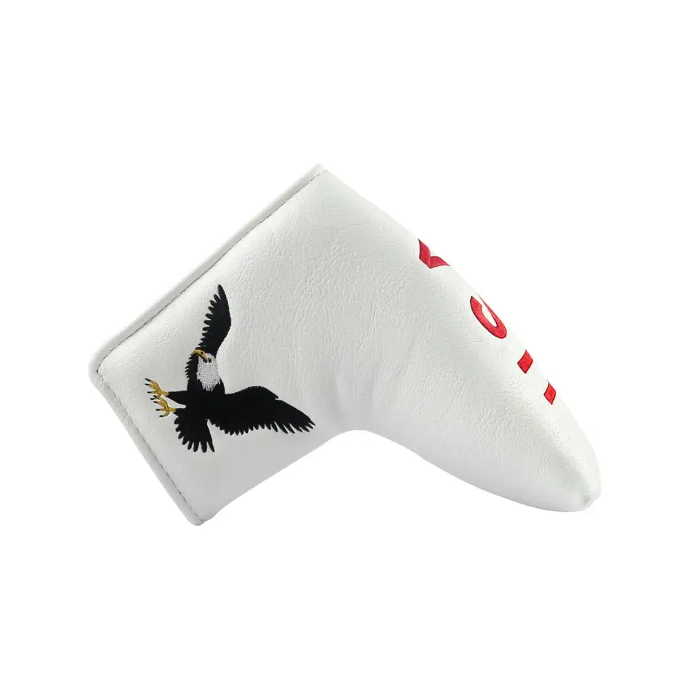 Чехлы для клюшек для гольфа PINMEI с флагом орла США Чехлы для головных уборов для клюшек для гольфа Мягкие Чехлы из искусственной кожи с магнитами Чехлы для клюшек - Цвет: white