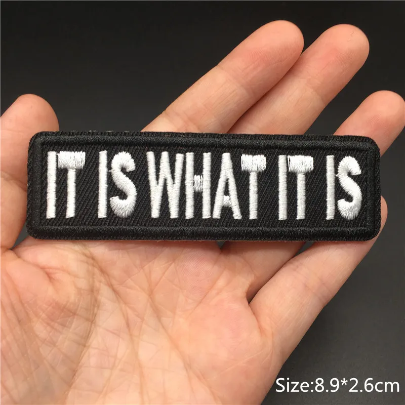Description Picture 6 of itemMy BIKE...Size: 10x3cm DIY Embroideed Patch Stripe for Clothes On Sticker Black White Written Letter Iron On Badge Appliques