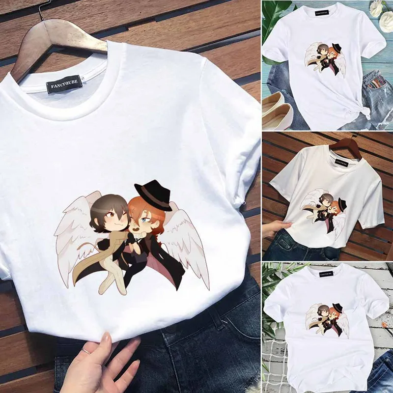Camiseta femenina аниме Bungou бродячие собаки футболки для косплея Harajuku женские футболки с коротким рукавом и круглым вырезом Женские топы