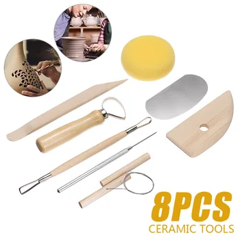 

8pcs/set Durable Pottery Clay Ceramics Molding Tools Potters Rib Ribbon Loop Needle Tool Pottery Tool Molding Sculpture Tools