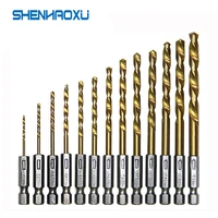 Drill Bit Set 6.35mm 1/4 Inch Hex Shank Twist Bits Multifunction Tools Electric Screwdriver Drill Wind Bit wood drilling 13pcs