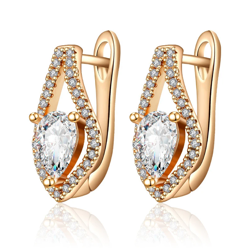 Серьги гвоздики женские геометрической формы ювелирное украшение для ушей в форме сердца с кубическим