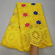 5 ярдов швейцарская кружевная ткань последняя Тяжелая вышитая бисером Африканская Хлопковая ткань швейцарская вуаль кружева популярный Дубай Стиль 13L0823