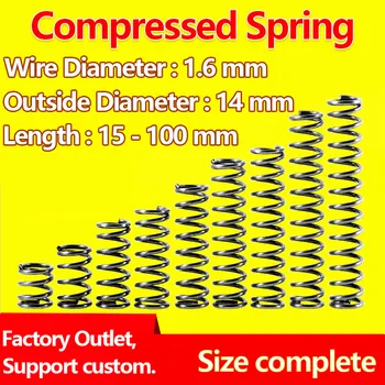 

Cash Sale Compressed Spring Pressure Spring Return Spring Release Spring Wire Diameter 1.6mm Outer Diameter 14mm