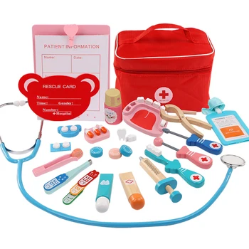 

Kids Wooden Toys Pretend Play Doctor Set Nurse Injection Medical Kit Role Play Classic Toys Simulation Doctor Toys for Children