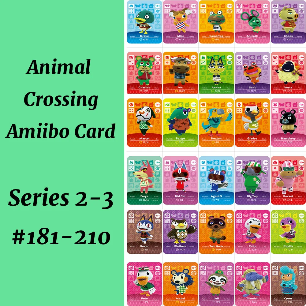 

Series 2&3(181-210) Ankha Freya Kid Cat Big Top Agent S Animal Crossing Card Work for NS Game