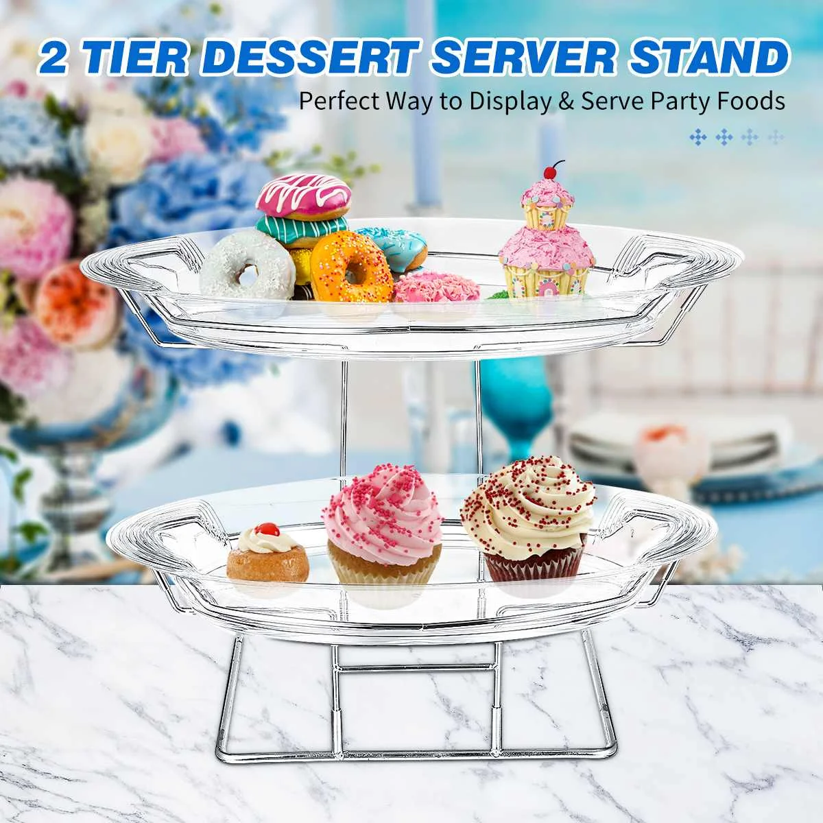 

2 Trays Clear Cake Stand Cupcake Dessert Container Stand Cover Tools For Birthday Party Wedding Decorations Christmas Supplies