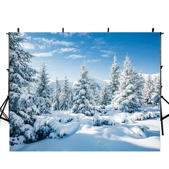 

2020 winter snow photo backdrop snow forest photography background large snow scenes photo booth props Merry Xmas backdrops tree