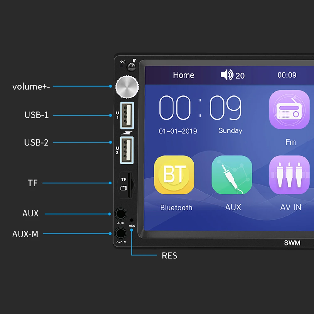 Автомобильный MP3-плеер 7 дюймов Автомобильный Радио Bluetooth зеркальная поверхность подключение видео MP5 плеер с зеркалом заднего вида Камера громкой связи Bluetooth гарнитура для Беспроводной FM передатчик