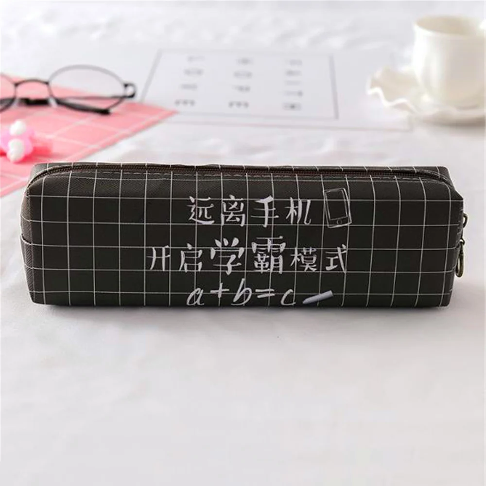 Black Kawaii простые китайские трендовые слова ручка сумка коробка для детей подарок косметическая канцелярская сумка для школьных принадлежностей - Цвет: Black