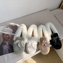 Пушистые Мокасины с натуральным норковым мехом и бантом; женская обувь на плоской подошве без застежки; мягкая подошва; хлопковая обувь; мягкие балетки для беременных; складывающиеся лоферы