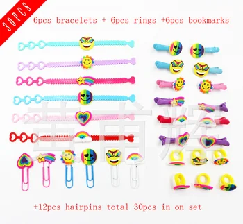 

20sets top quality fashion jewelry sets PVC bracelet metal bookmark hairpins best Christmas gift