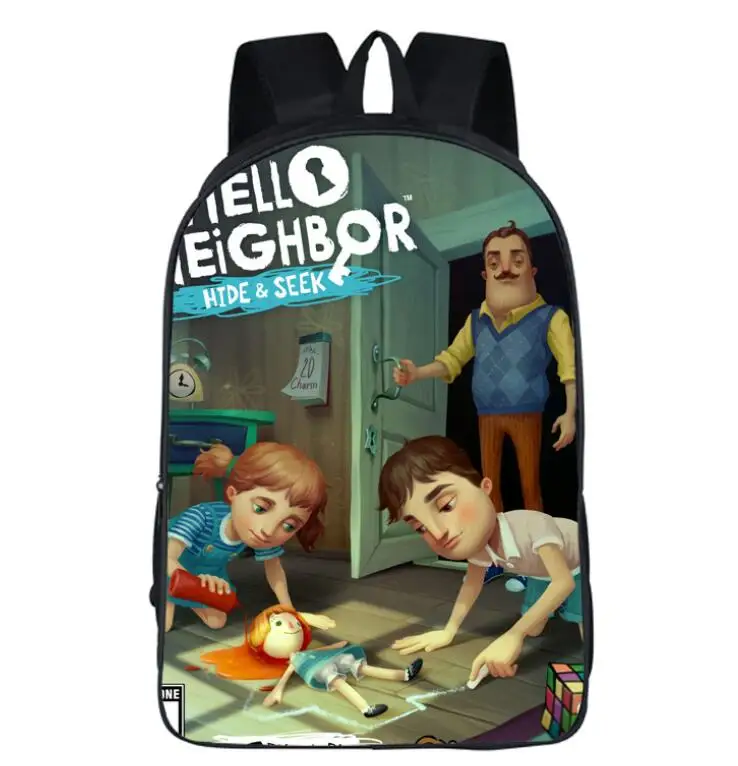 photo color Hello neighor/детские школьные сумки с мультипликационным принтом для девочек и мальчиков, 16 дюймов, детский ортопедический рюкзак, школьный ранец для малышей - Цвет: photo color