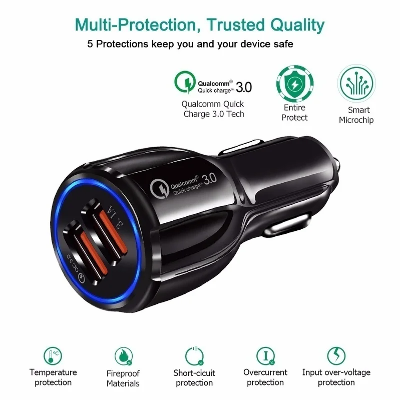 3.1A Dual USB Car Charger 3.0 Quick Charge for audi a4 b5 megane 3 tucson renault clio 2 alfa romeo 159 audi q7 megane 2