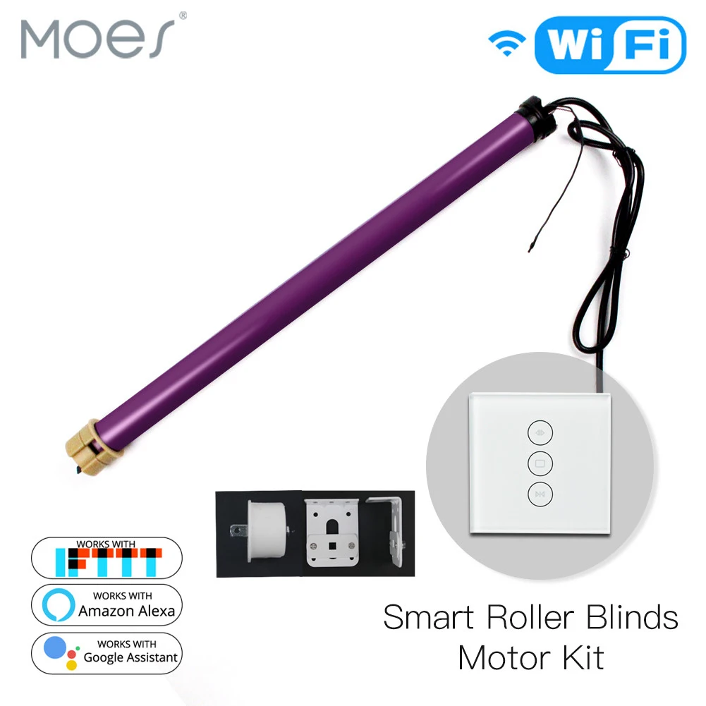 

Motorized Electric Smart Tubular Roller Shade Blinds Motor 4 Wires Smart Life App Remote Control Works with Alexa Google Home